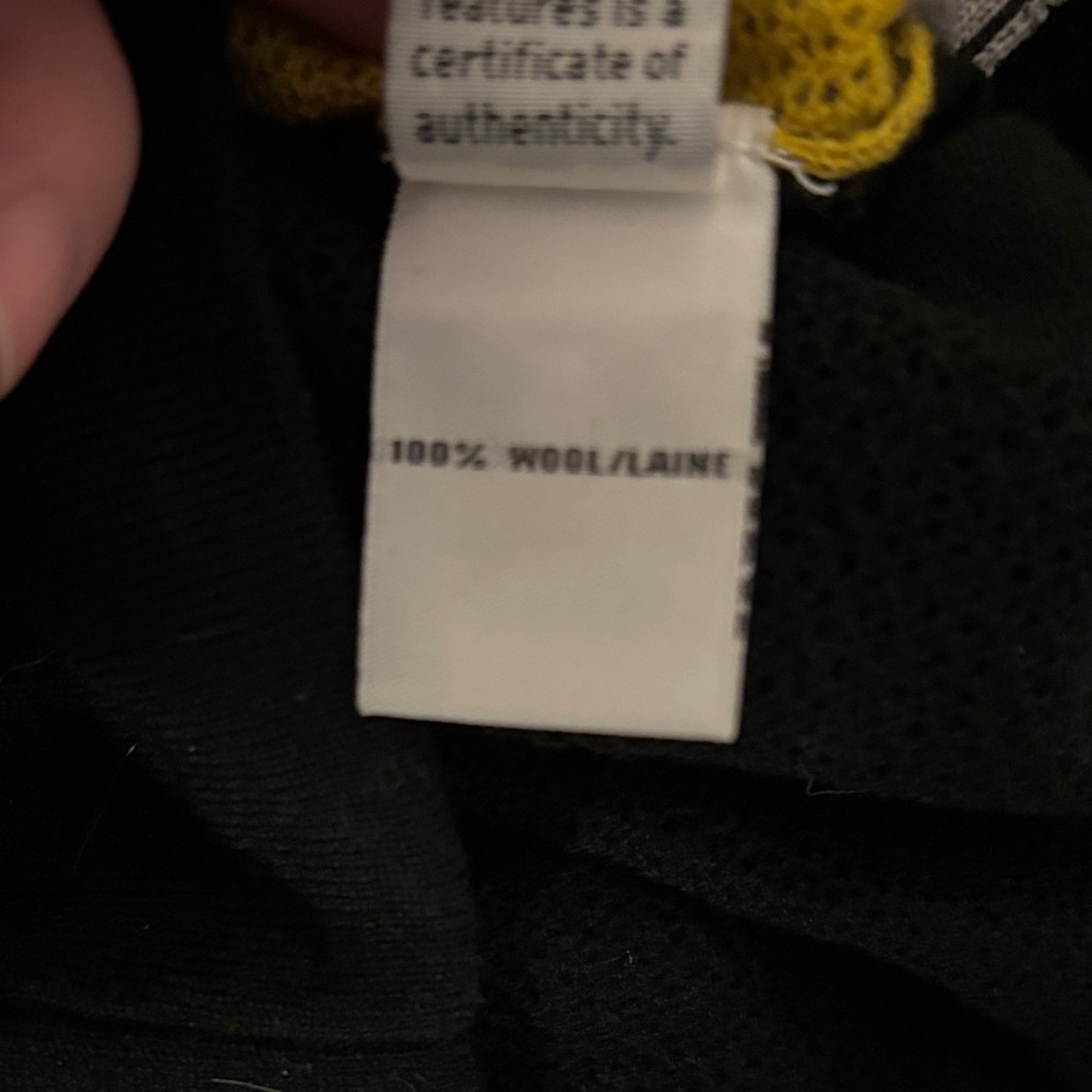 Diane Von Furstenberg Black 100% Wool Sweater with Grey Yellow Accents - Picture 5 of 6